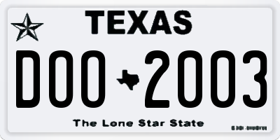 TX license plate DOO2003