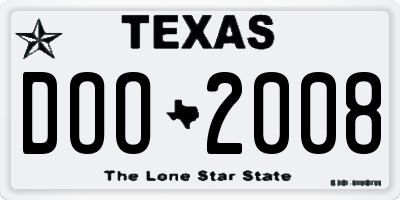 TX license plate DOO2008