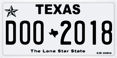 TX license plate DOO2018