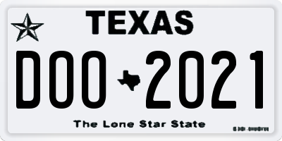 TX license plate DOO2021