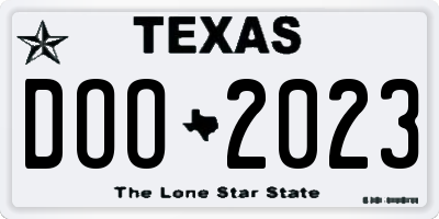 TX license plate DOO2023