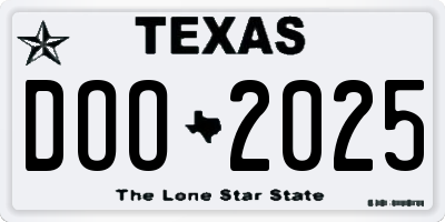TX license plate DOO2025