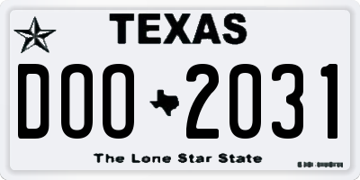 TX license plate DOO2031