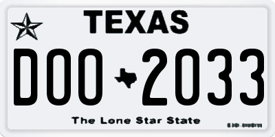 TX license plate DOO2033