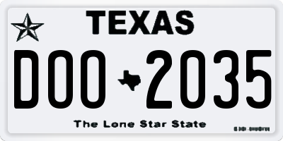 TX license plate DOO2035