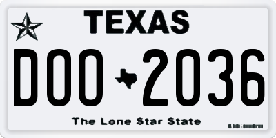 TX license plate DOO2036