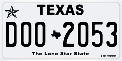 TX license plate DOO2053