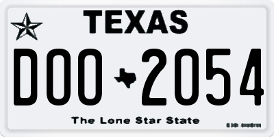 TX license plate DOO2054