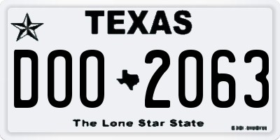 TX license plate DOO2063