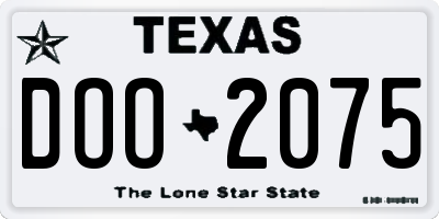 TX license plate DOO2075