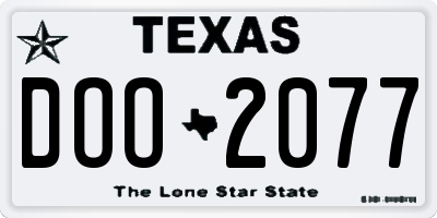 TX license plate DOO2077
