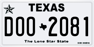 TX license plate DOO2081