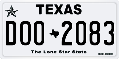 TX license plate DOO2083