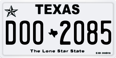 TX license plate DOO2085
