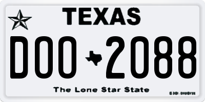 TX license plate DOO2088