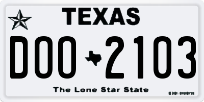 TX license plate DOO2103