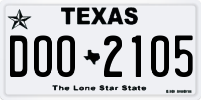 TX license plate DOO2105