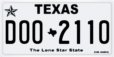 TX license plate DOO2110