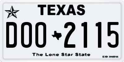 TX license plate DOO2115