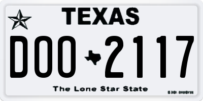 TX license plate DOO2117