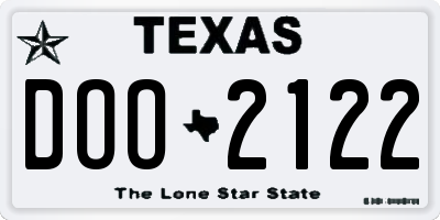 TX license plate DOO2122