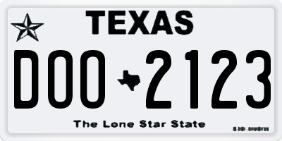 TX license plate DOO2123