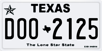 TX license plate DOO2125