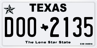 TX license plate DOO2135