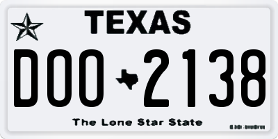 TX license plate DOO2138