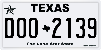 TX license plate DOO2139