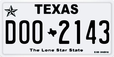 TX license plate DOO2143