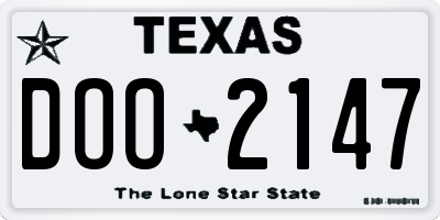 TX license plate DOO2147