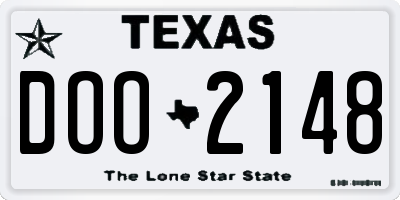 TX license plate DOO2148