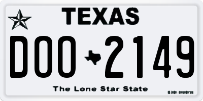 TX license plate DOO2149