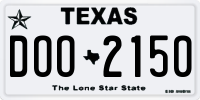 TX license plate DOO2150