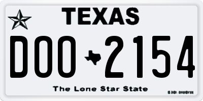 TX license plate DOO2154