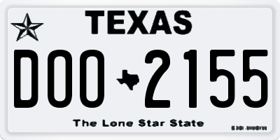 TX license plate DOO2155