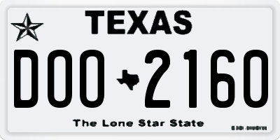 TX license plate DOO2160