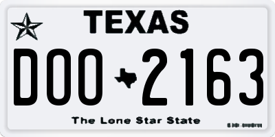TX license plate DOO2163