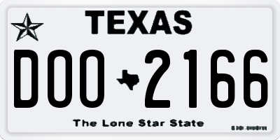TX license plate DOO2166
