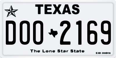 TX license plate DOO2169