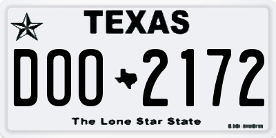 TX license plate DOO2172