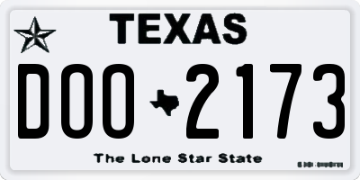 TX license plate DOO2173