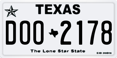 TX license plate DOO2178