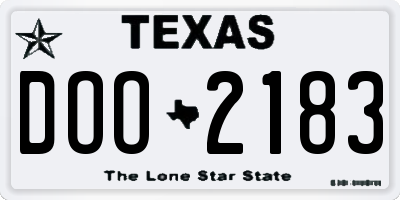 TX license plate DOO2183