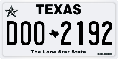 TX license plate DOO2192