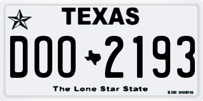 TX license plate DOO2193