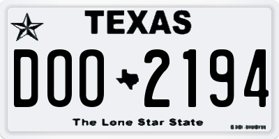 TX license plate DOO2194