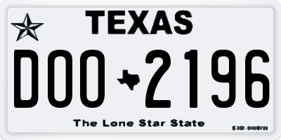 TX license plate DOO2196