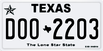 TX license plate DOO2203